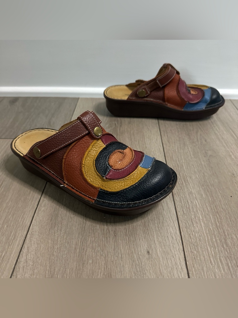 Spring Step Size 39 | 8.5 Lollipop Patchwork Leather Clogs Slides Comfort